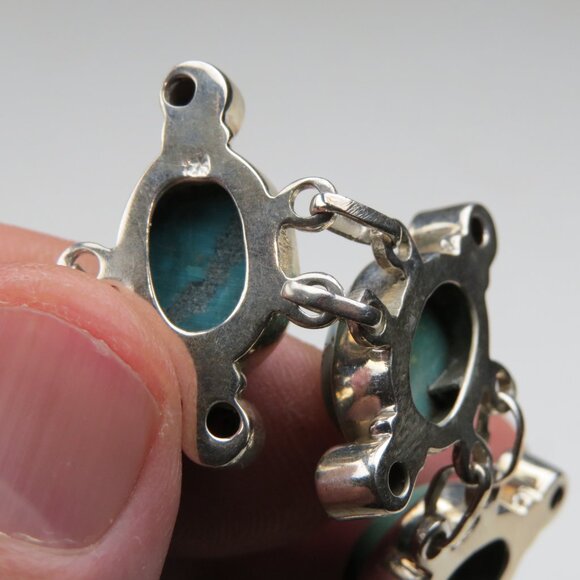 Sterling Silver Turquoise Garnet  Bracelet Hand Crafted (c) - Picture 5 of 6